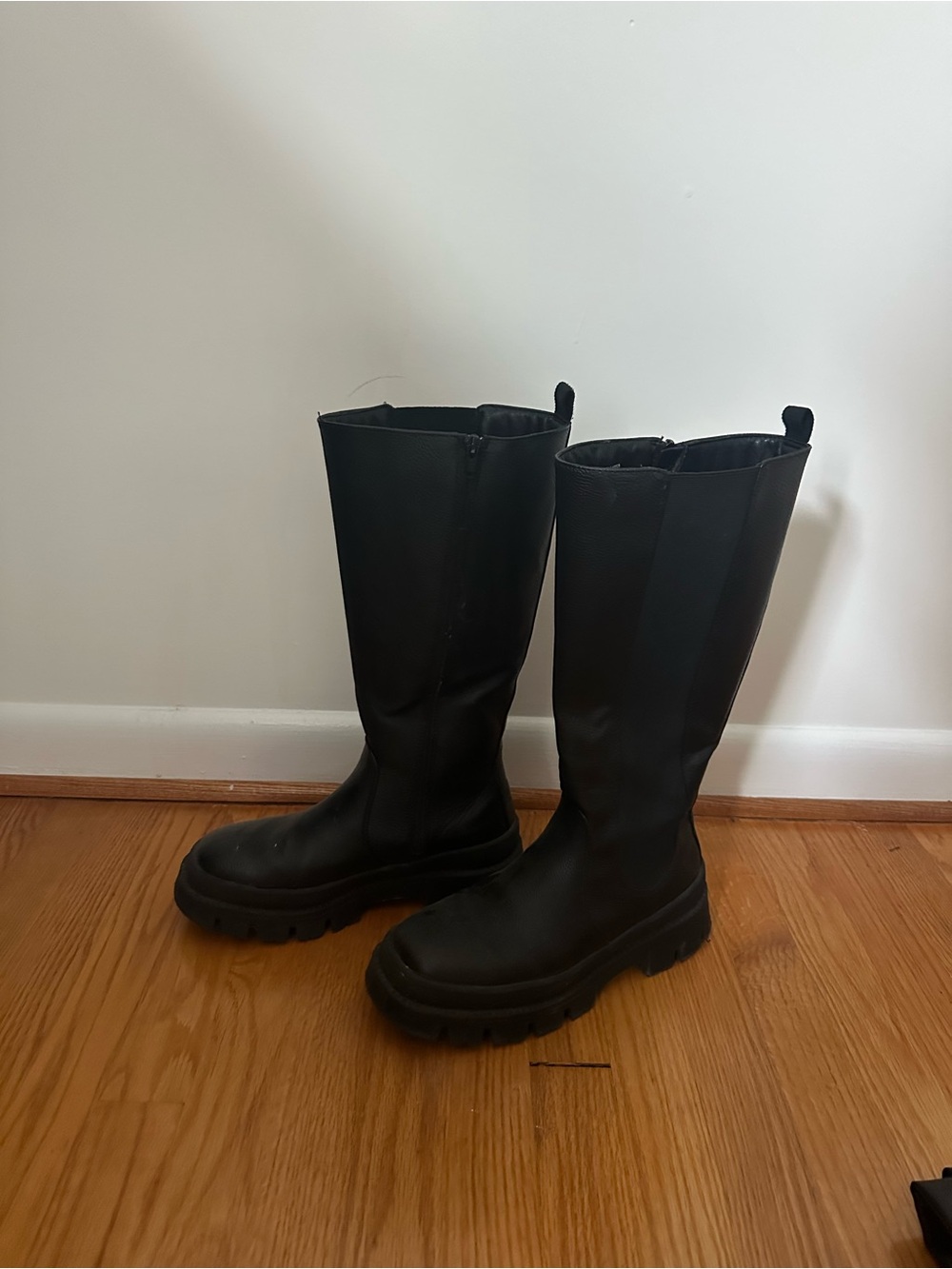 Dolls Kill Black Knee-High Combat Boots